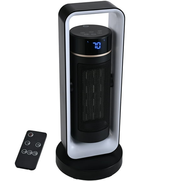 FortuneKey Ceramic Space Heater - 1500W/1000W Adjustable, Remote Control - Overheat & Tip-Over Protection - Quiet Office/Desk Heater w/ Thermostat
