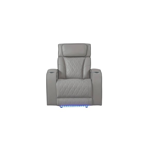 Fortuner Modern Style Recliner Chair Made with Faux Leather and Wood in Gray