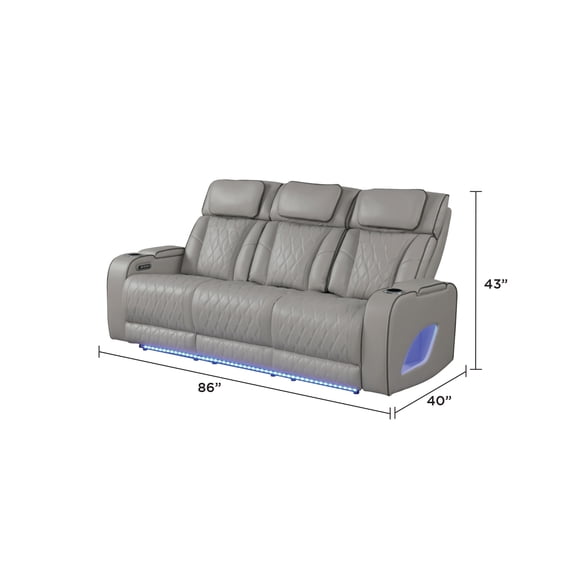 Fortuner Modern Style Upholstery Recliner Sofa Made with Wood & Massage Function Included-Gray
