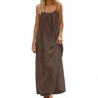 Fortwear Backless Lounge Dress for Women Casual Linen Low Back House Dresses Sleeveless Backless Cami Dress