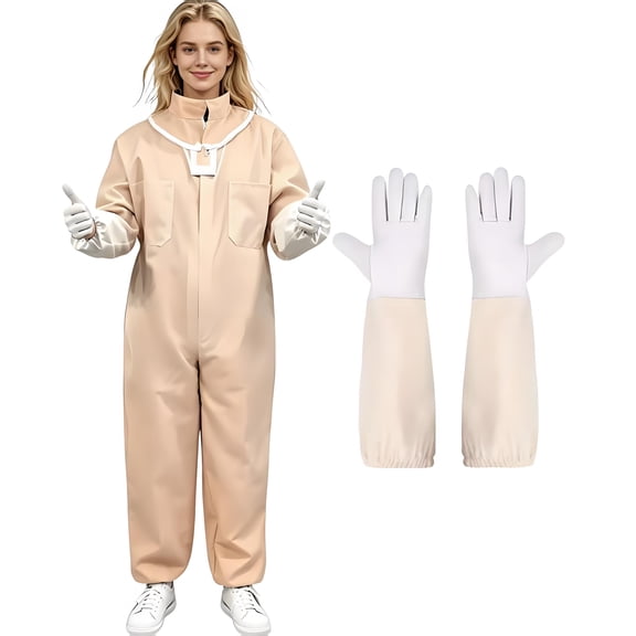 Fortwear Sting-Proof Beekeeping Suit, Women's Full-Body Style with Breathable Hood and Gloves—Ideal for Beginners and Professional Beekeepers (Wasp-Proof)