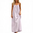thumbnail image 1 of Fortwear Women's Casual Backless Spaghetti-Strap Maxi Dress, Sleeveless, Loose-Fitting, Thin-Strapped Loungewear Dress, 1 of 10