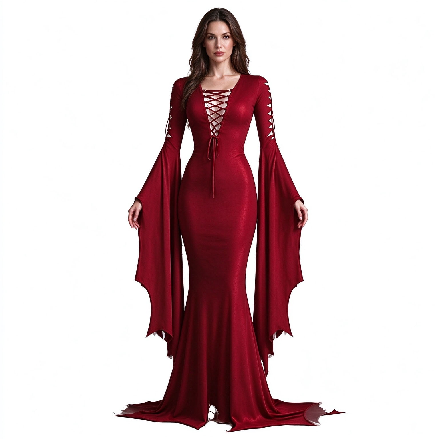 Fortwear Women's Gothic Medieval Mermaid Costume Dress, Lace-Up Front ...