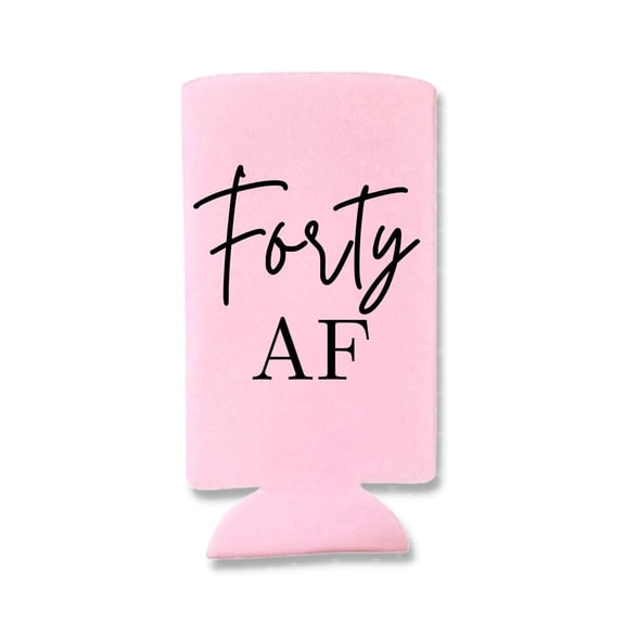 Capital City Commerce Forty AF Slim Can Cooler, 40th Birthday Drink Sleeve for 12 oz Slim Spiked Seltzer Cans, Blush