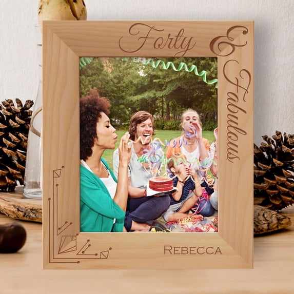 Forty Fabulous Personalized Wooden Frame 8" x 10" Brown (Vertical)