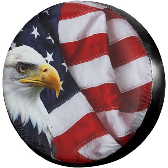 Foruidea American Flag Eagle Spare Tire Cover Dust-Proof Wheel Tire Cover Fit Trailer, RV, SUV and Many Vehicle
