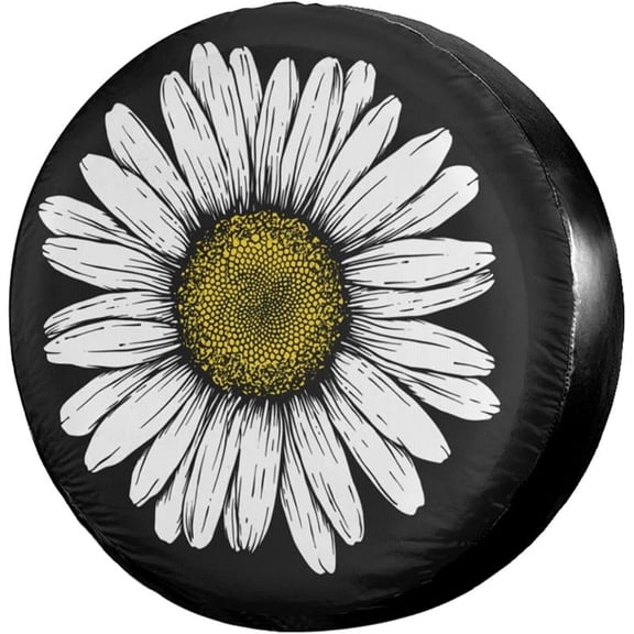 Foruidea Daisy Flower Spare Tire Cover with Backup Camera Hole Wheel Tire Cover Fit Trailer, RV, SUV and Many Vehicle 17inch