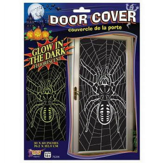 Forum Glow In The Dark Spider & Web Halloween Decoration 30" x 60" Door Cover