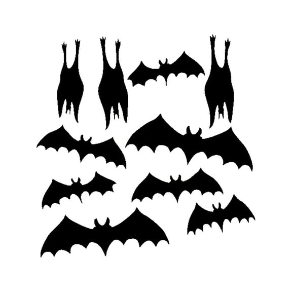 10 Piece Cardboard Bat Silhouette Wall Decoration Decals