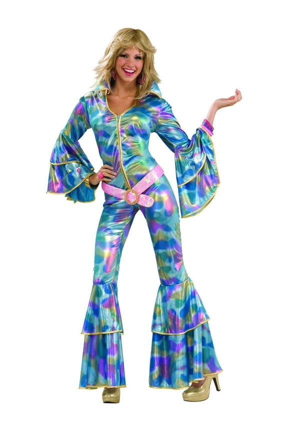 70s Disco Mama Bell Bottom Jumpsuit Costume for Adults, Women's Medium/Large