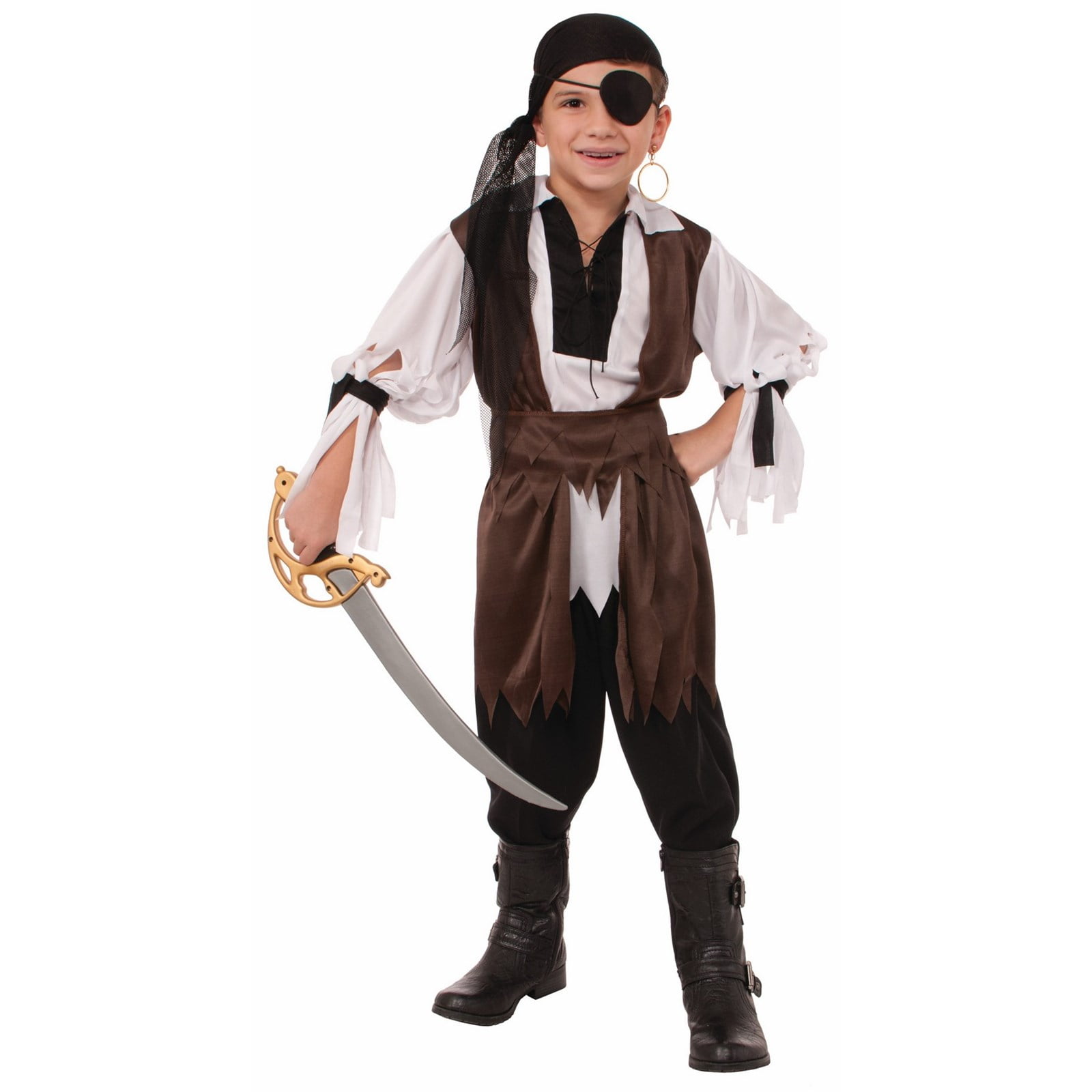 Child Pirate Captain Fancy Dress Costume Caribbean Boys Kids World Book Day  Week