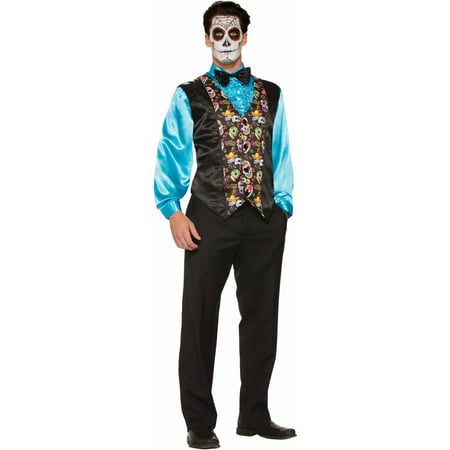 Forum Novelties Day of the Dead-Vest Costume with Decorative Skull Design for Adults, Unisex, Size M