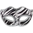 thumbnail image 1 of Forum Novelties Deluxe Black White Zebra Rhinestone Gem Venetian Eye Mask, 1 of 2