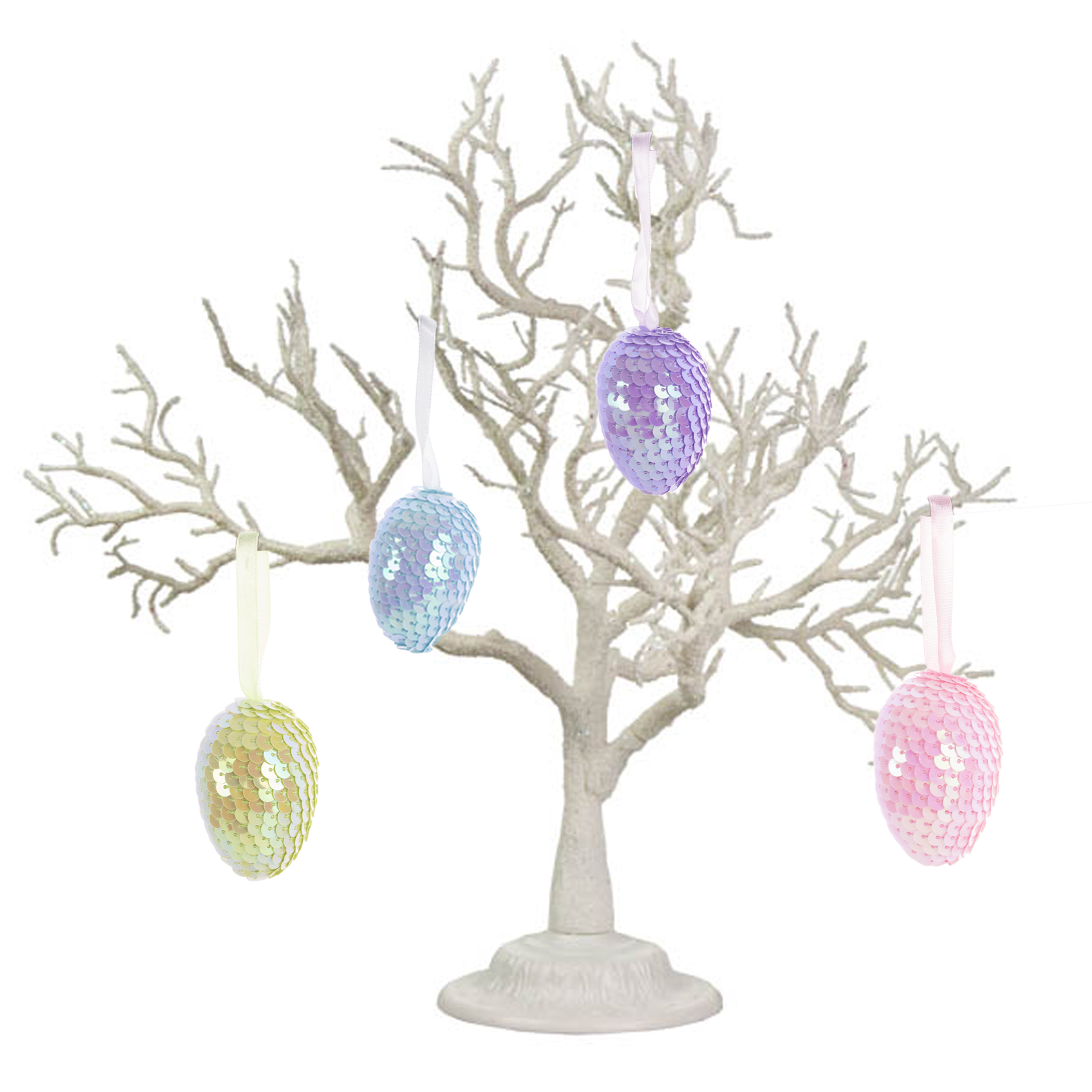 Myosotis Sequin Easter Eggs Twisted Rib Exposed Seam Color Block Top
