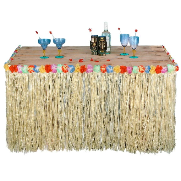 Forum Hawaiian Luau Party Decoration 104" Table Skirt Decoration, Natural Rainbow