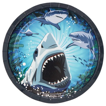 Shark Party Luncheon Lunch Dinner Plate Plates (8 Pack) -Shark Week Party Supplies