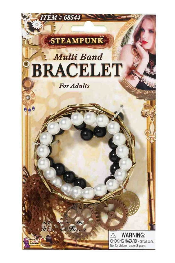 Forum Novelties Victorian Steampunk Costume Bracelet Set With Gear Charms One Size Unisex
