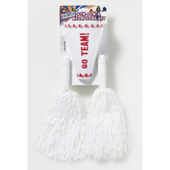 White Pom-Pom Megaphone Halloween Costume Accessory Set
