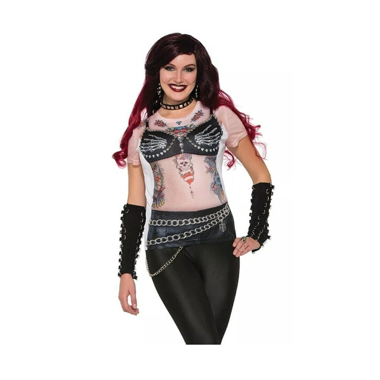 3d Tee Shirt Biker Babe Adult Costume Female Uk Size 10 14 3d Tee Shirt Biker Babe Adult Costume Female Uk Size 10 14