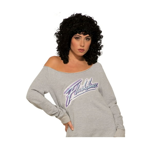 Flashdance Alex Black Curly Wig Women's Costume Accessory