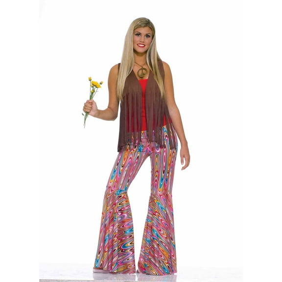 Forum Novelties Women's Generation Hippie Wild Swirl Bell-Bottom Costume Pants One Size Multi