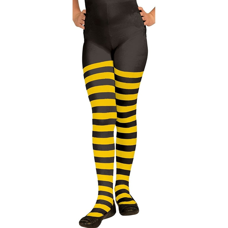 Forum Novelties Yellow and Black Striped Bumble Bee Ballerina Costume Girls  Tights Large 12-14