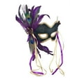 thumbnail image 1 of Forum Novelties womens Deluxe Half Mask With Feathers Costume Accessory, Green, One Size US, 1 of 2