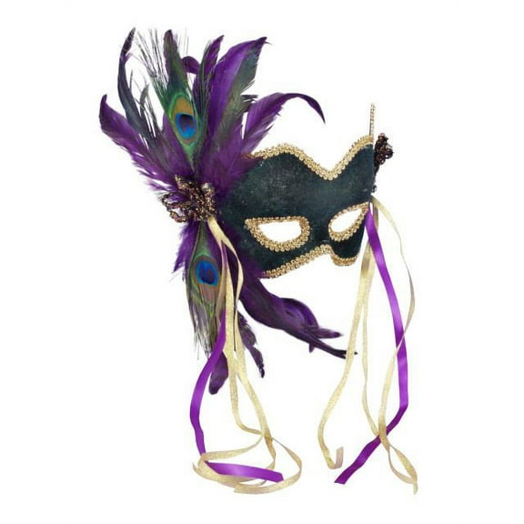 Forum Novelties womens Deluxe Half Mask With Feathers Costume Accessory, Green, One Size US