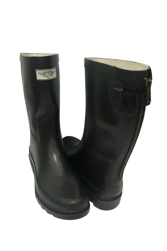 Forver Young Women's Solid Color With Back Mock Zipper Rain Boots