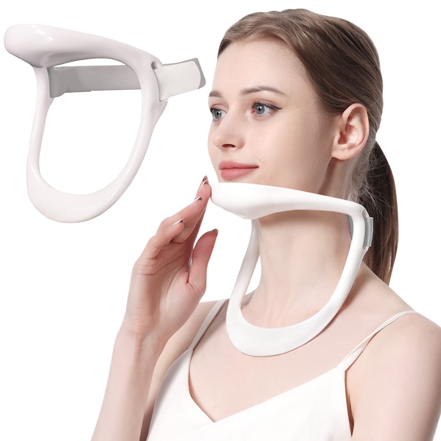 Forward Neck Posture Corrector,Neck Brace for Neck Pain and Support for Women and Man,Adjustable Neck Curve Restorer, Neck Hump Corrector Simple, Effective and Portable(White)