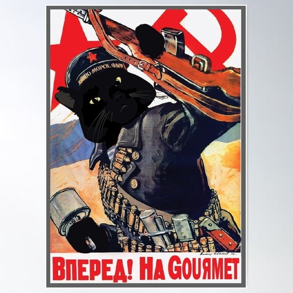 Forward To Gourmet - Cat Propaganda Poster Wall Art, Modern Wall Decor For Living Room Bedroom, 12x18 UNFRAMED