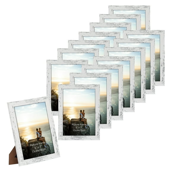 5x7 Picture Frame Set of 15, Rustic Picture Frames Display 5 by 7 Photo for Wall or Tabletop