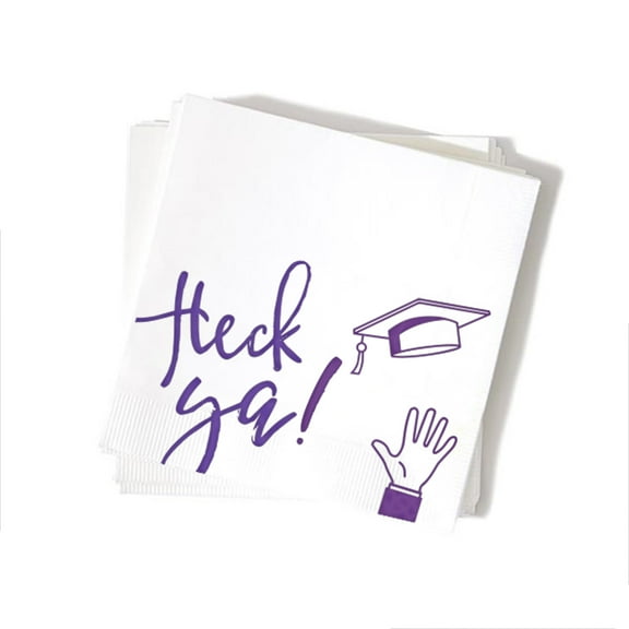 Foryourparty.Com Heck Ya Graduation Party Napkins - White and Purple