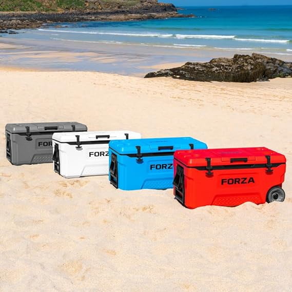 Forza Arctic Vault 76QT Wheeled Cooler Box | Heavy-Duty Insulated Ice Chest with Pneumatic Wheels and Ergonomic Handles - Beach, Camping, Sports