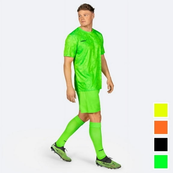 Forza Men's Geo Soccer Uniform Set - High-Performance Short Sleeve Jersey and Shorts with Knee-High Socks