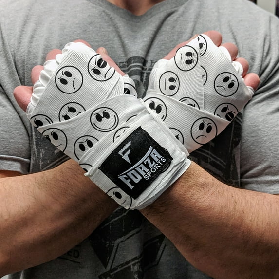 Forza Sports 180" Mexican Style Boxing and MMA Handwraps - Smileys White