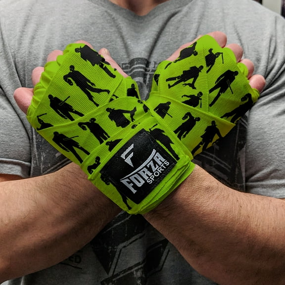 Forza Sports 180" Mexican Style Boxing and MMA Handwraps - Zombie Lime Green