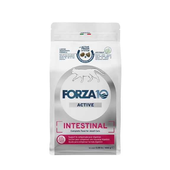 Forza10 Intestinal Dry Cat Food for Adult Cats - 0.88 LB - Fish Flavor | Vet-Formulated, Non-GMO - Digestive Support for Adult Cats with Sensitive Stomach - Made in Italy