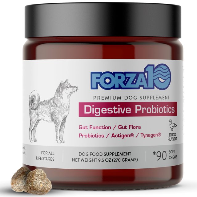 Forza10 Dog Probiotics and Digestive Enzymes Chews Supplements, Duck