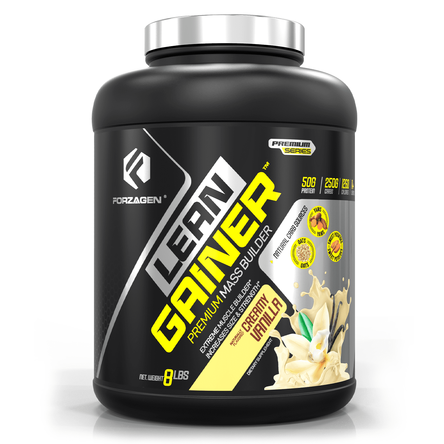Forzagen Lean Gainer Premium Mass Builder 8 Lbs, 2 Flavor Available, Natural Carb Source, Oats, Sweet potatoes, Yams (CREAMY VANILLA)