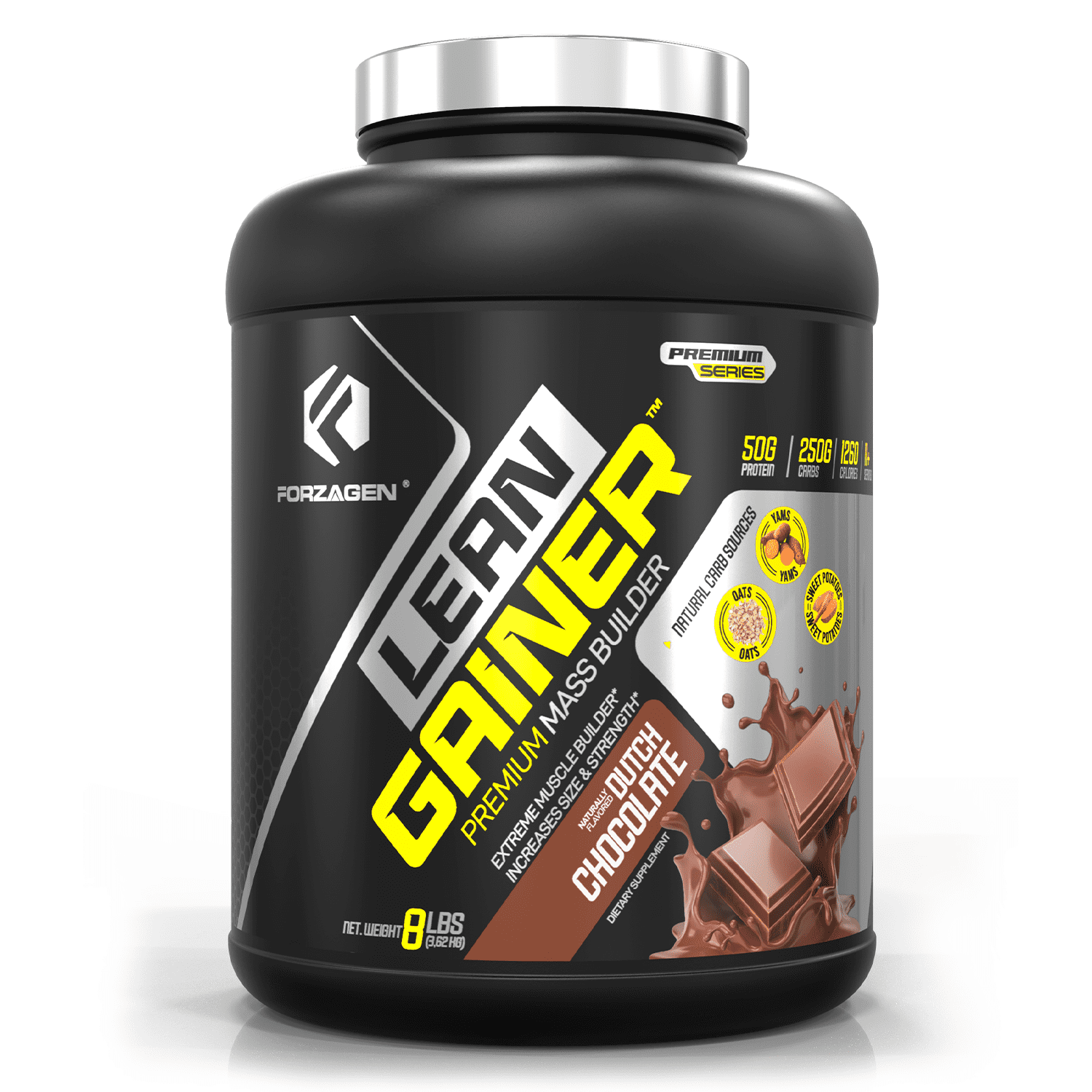 Forzagen Lean Gainer Premium Mass Builder 8 Lbs, 2 Flavor Available, Natural Carb Source, Oats, Sweet potatoes, Yams (DUTCH CHOCOLATE)