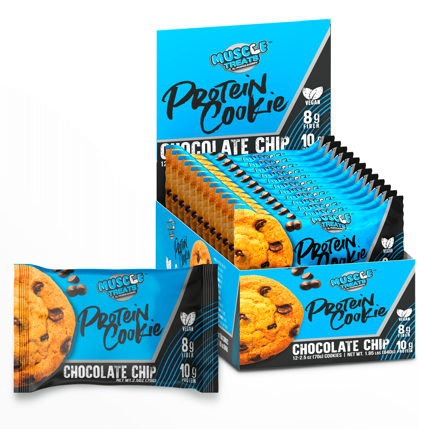 Forzagen Vegan Protein Cookies - Chocolate Chip Flavor | Low Carb Protein Treats, Healthy Snacks, No Artificial Sweeteners and Trans Fat | Plant Based Vegan Snack,10g of Protein per Serving | 12-Pack
