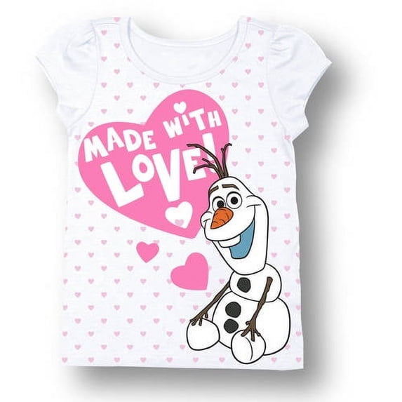 Forzen Toddler Girl Olaf Made With Love Short Sleeve T-Shirt