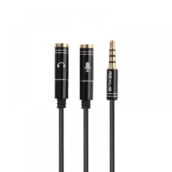 Forzero 3.5mm Headset Adapter Y Splitter Jack Cable with Separate Microphone and Audio Headphone(Black)