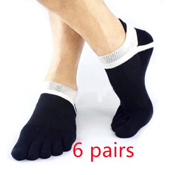 Forzero 6Pcs 38-43 Size Outdoor Men'S Pure Cotton And Ankle Low-Cut Socks, Breathable 5-Finger Compression Running Socks