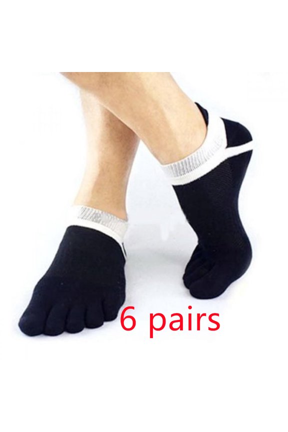 6Pcs 38-43 Size Outdoor Men'S Pure Cotton And Ankle Low-Cut Socks, Breathable 5-Finger Compression Running Socks