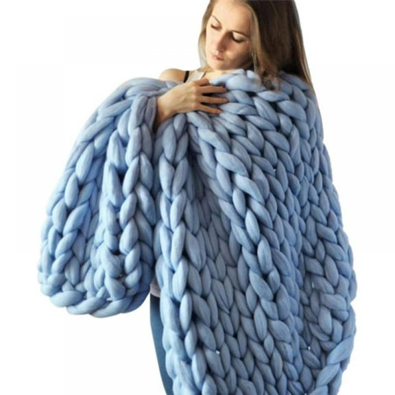 Forzero Acrylic Knitted Thick Multicolor Rough Blanket Woven Hand Knitted Sofa Bed Blanket Autumn/Winter Blanket