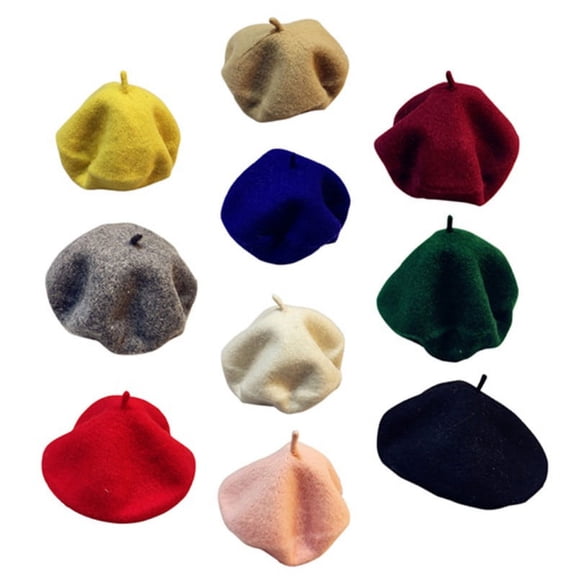 Forzero Fashion Baby Kids Girls Beret Hat Toddler Woolen Soft Winter Warm Plain Cap 2-5Y
