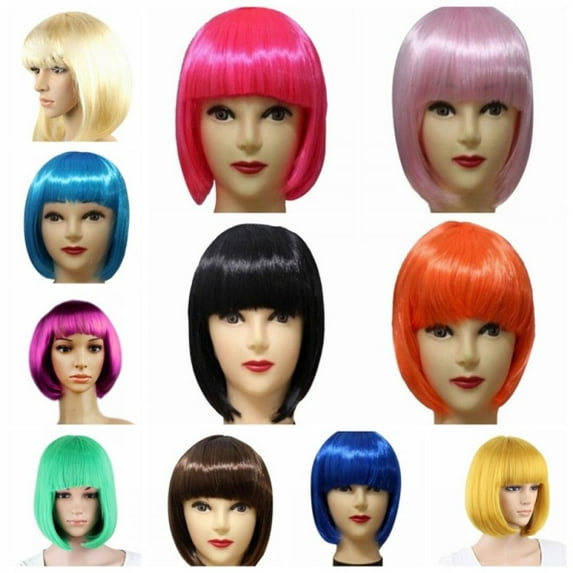 Forzero Women Short BOB Hair Wig Straight Bangs Cosplay Party Stage Show 13 Colors