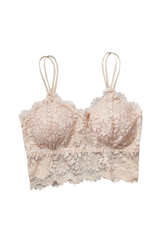 Women's Lace Lingerie V Neck Crochet Bralette Bra Crop Top Floral Cami Padded Tank Tops Underwear